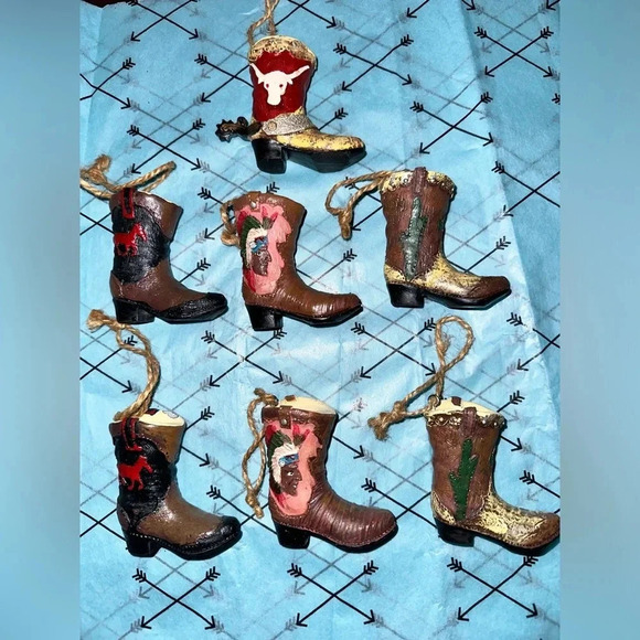 Country Western Cowboy Boot Ornaments - Picture 1 of 3